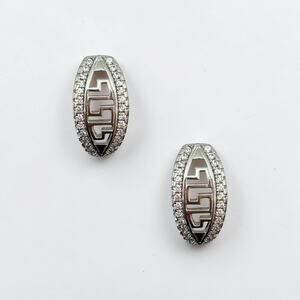 Silver Small Zircon Hoop Earring